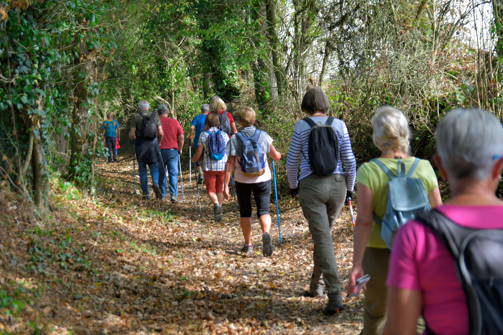 Randonneurs séniors sur la côte en Bretagne - France