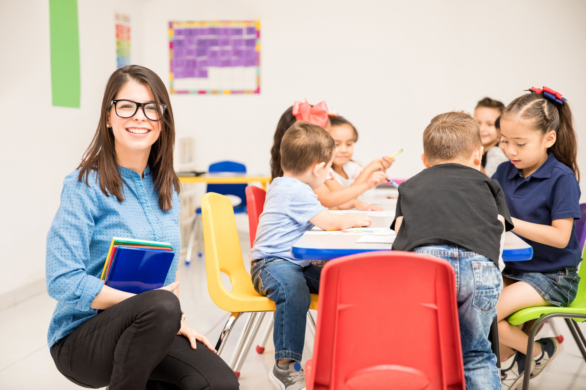 Kindergarten teacher ready for class Kindergarten teacher ready for class