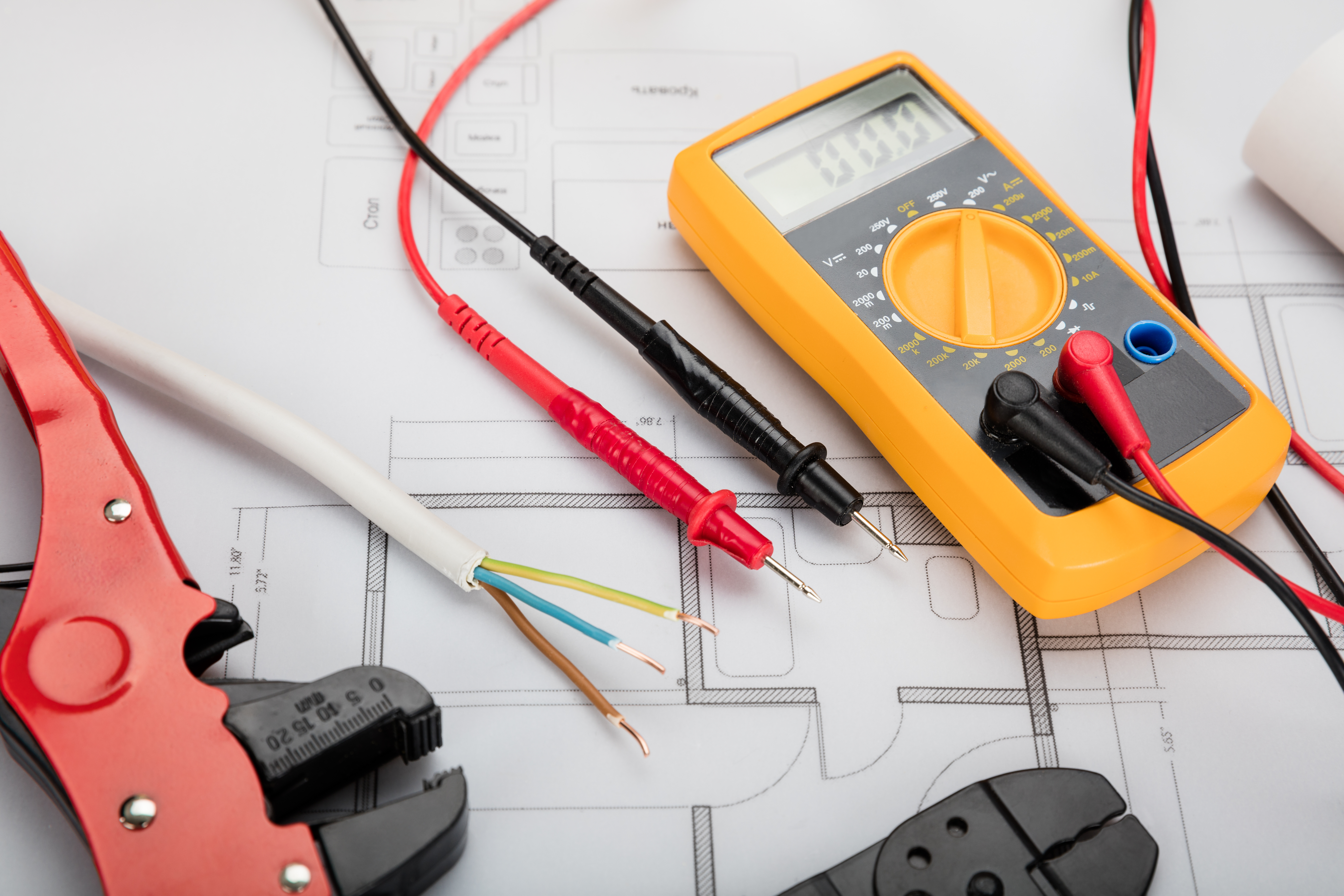 Digital Multimeter On Blueprint Digital Multimeter On Blueprint